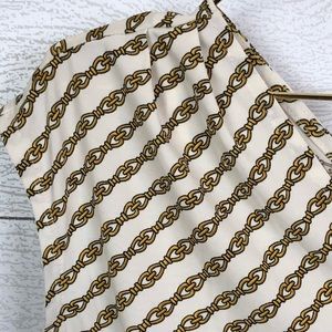 Banana Republic Ivory Gold Chain Link Print Top